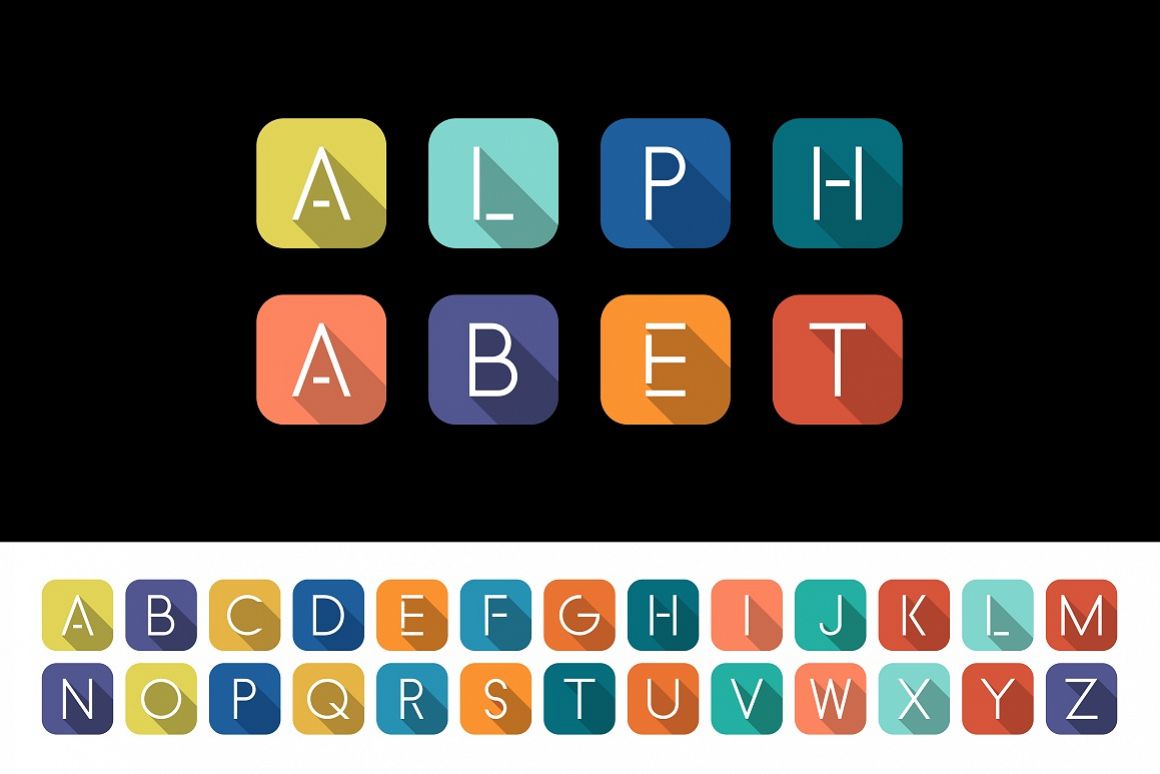 Colorful minimalistic flat alphabet example image 1