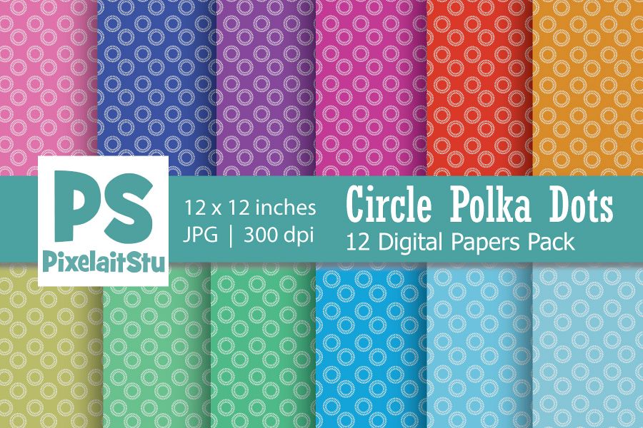 Circle Polka Dots Pattern Digital Paper example image 1