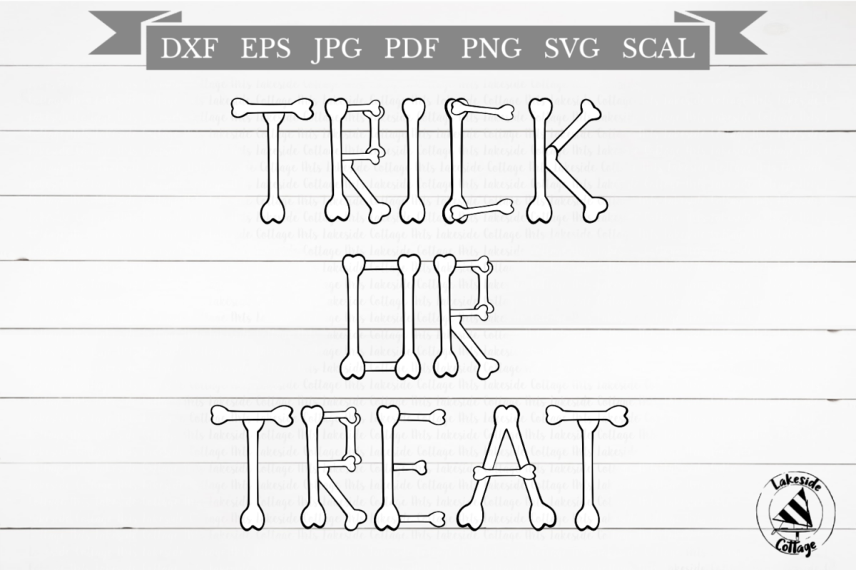Trick or Treat Halloween Skeleton Bones SVG Design example image 1