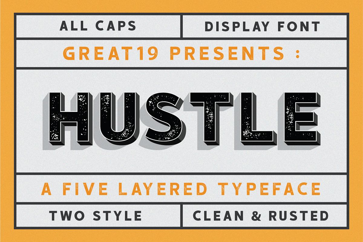 HUSTLE | 5 layers display font example image 1