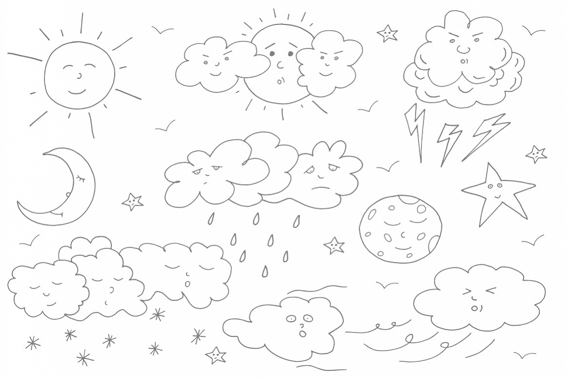 Doodle weather set. example image 1