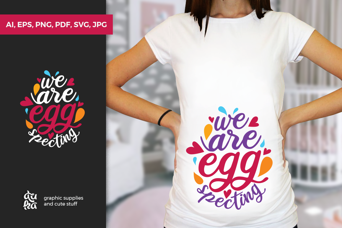 Pregnancy Announcement SVG Cut Files - We are eggspecting example image 1