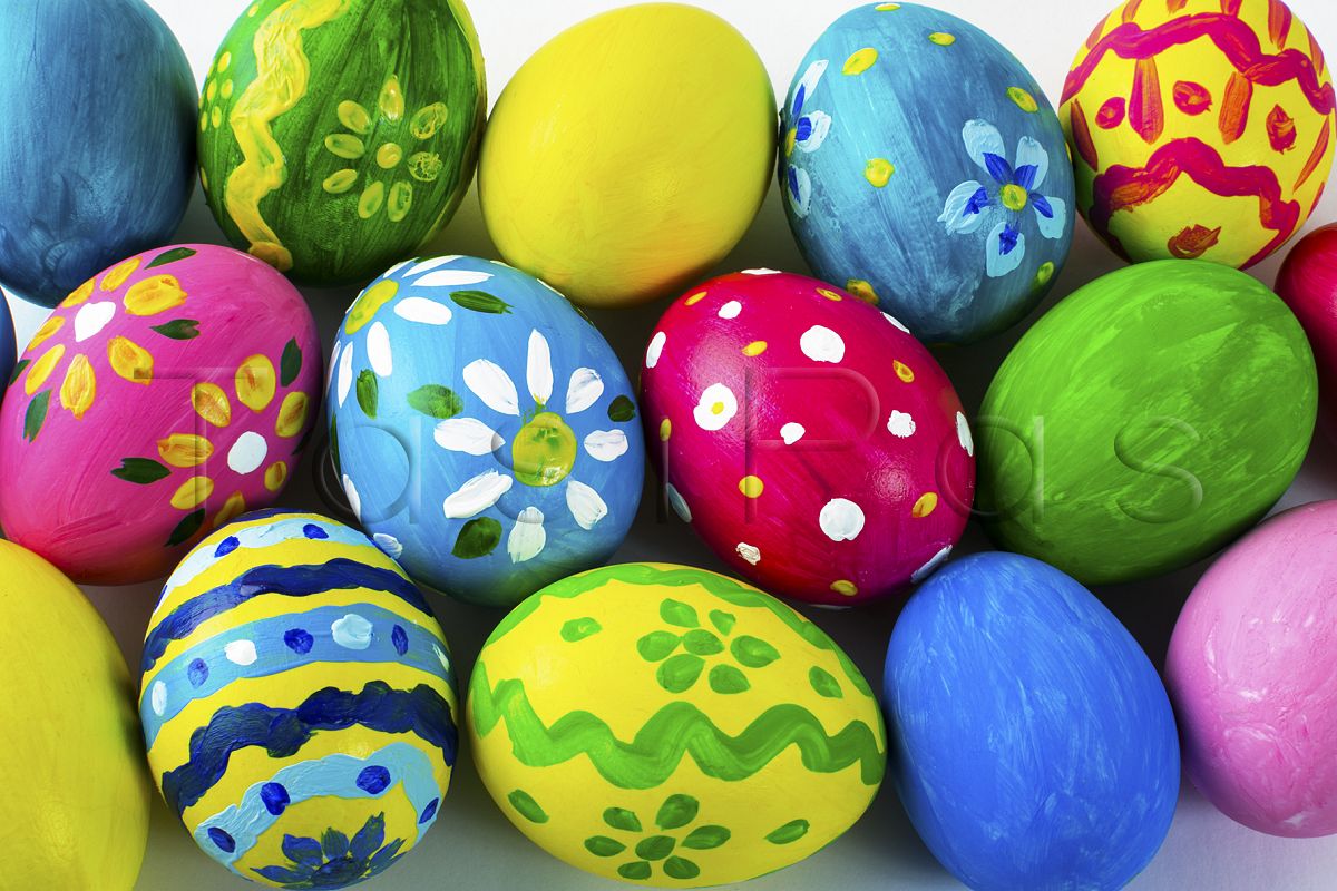 Easter background of multicolored Easter eggs example image 1