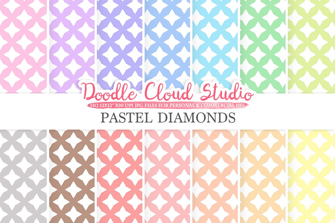 Pastel Diamond digital paper, Diamond pattern, Digital Diamond, pastel colors background, Instant Download for Personal & Commercial Use example image 1