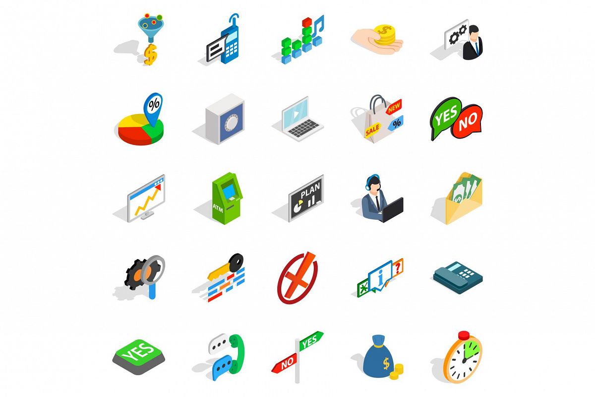 Payment icons set, isometric style example image 1