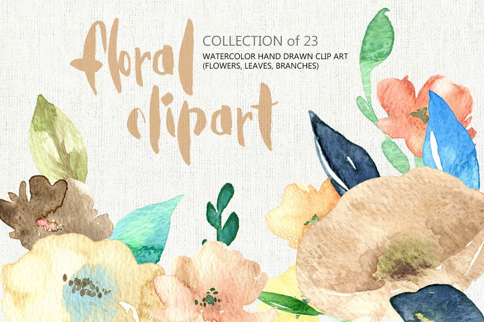 Watercolor hand drawn flowers example image 1