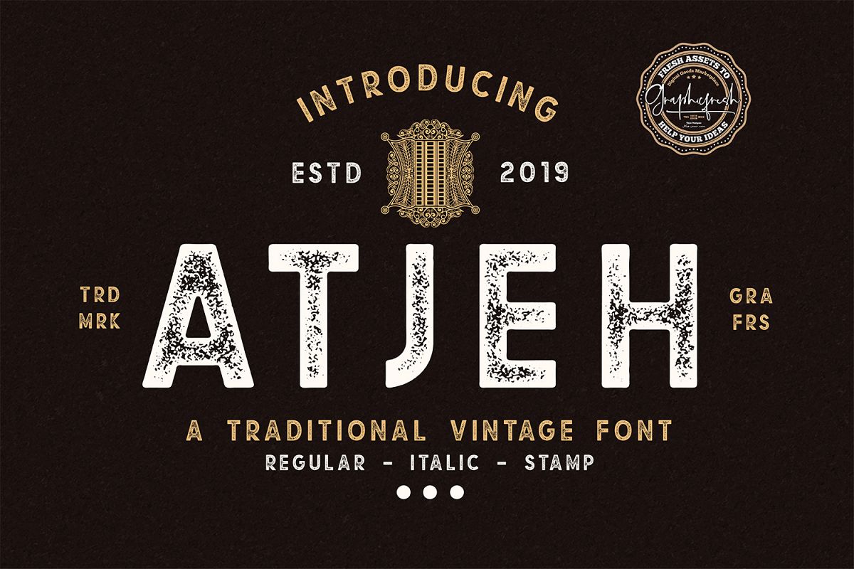 Atjeh - A Traditional Vintage Font | 4 Font Files example image 1