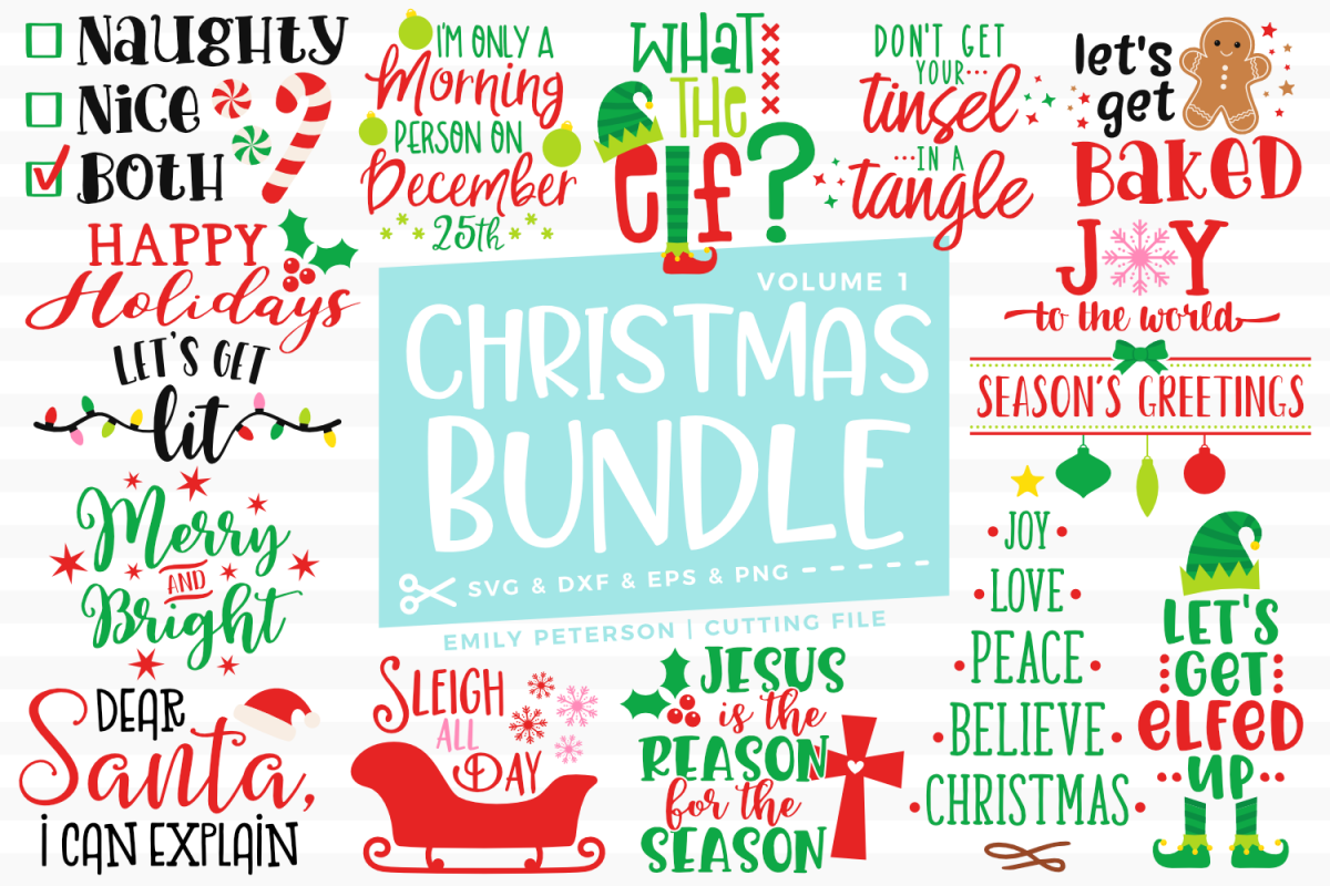 Christmas Bundle 15 Designs Volume 1 SVG DXF EPS PNG example image 1