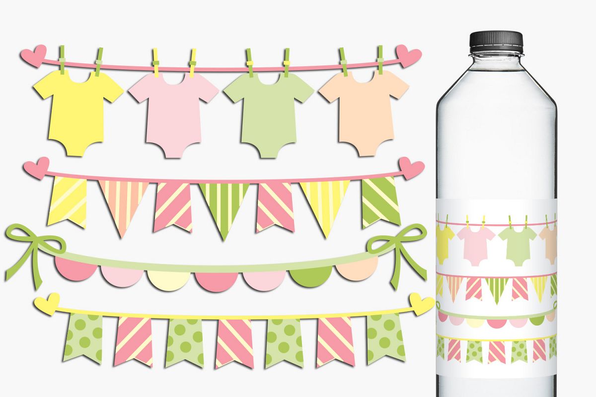 Baby clothes pennant banners clip art illustrations example image 1