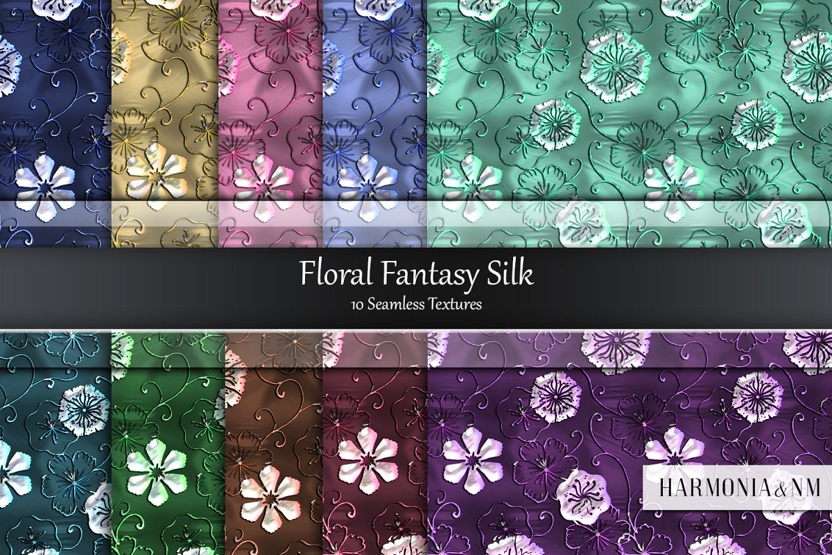 Floral Fantasy Silk 10 Seamless Textures example image 1