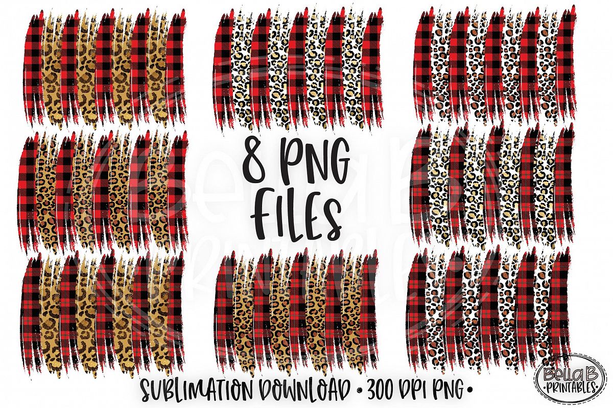 Leopard and Plaid Brushstroke PNG, Sublimation Brushstrokes example image 1