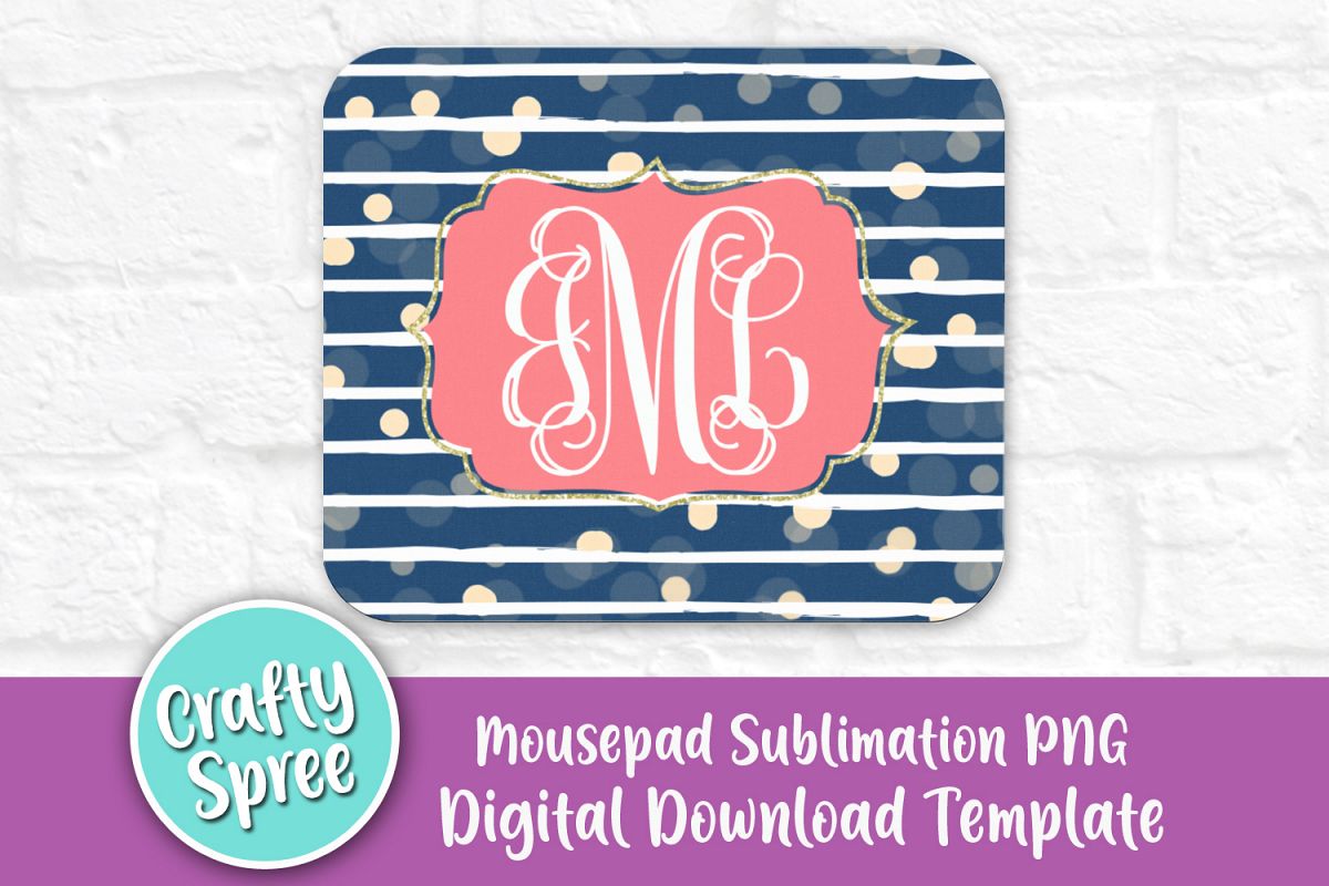 Navy Stripe Mousepad Sublimation Template PNG Peach Coral example image 1