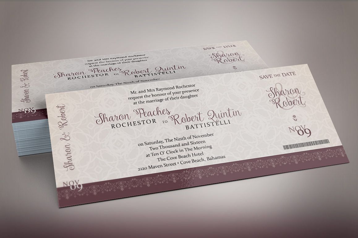 Vintage Boarding Pass Invitation Template