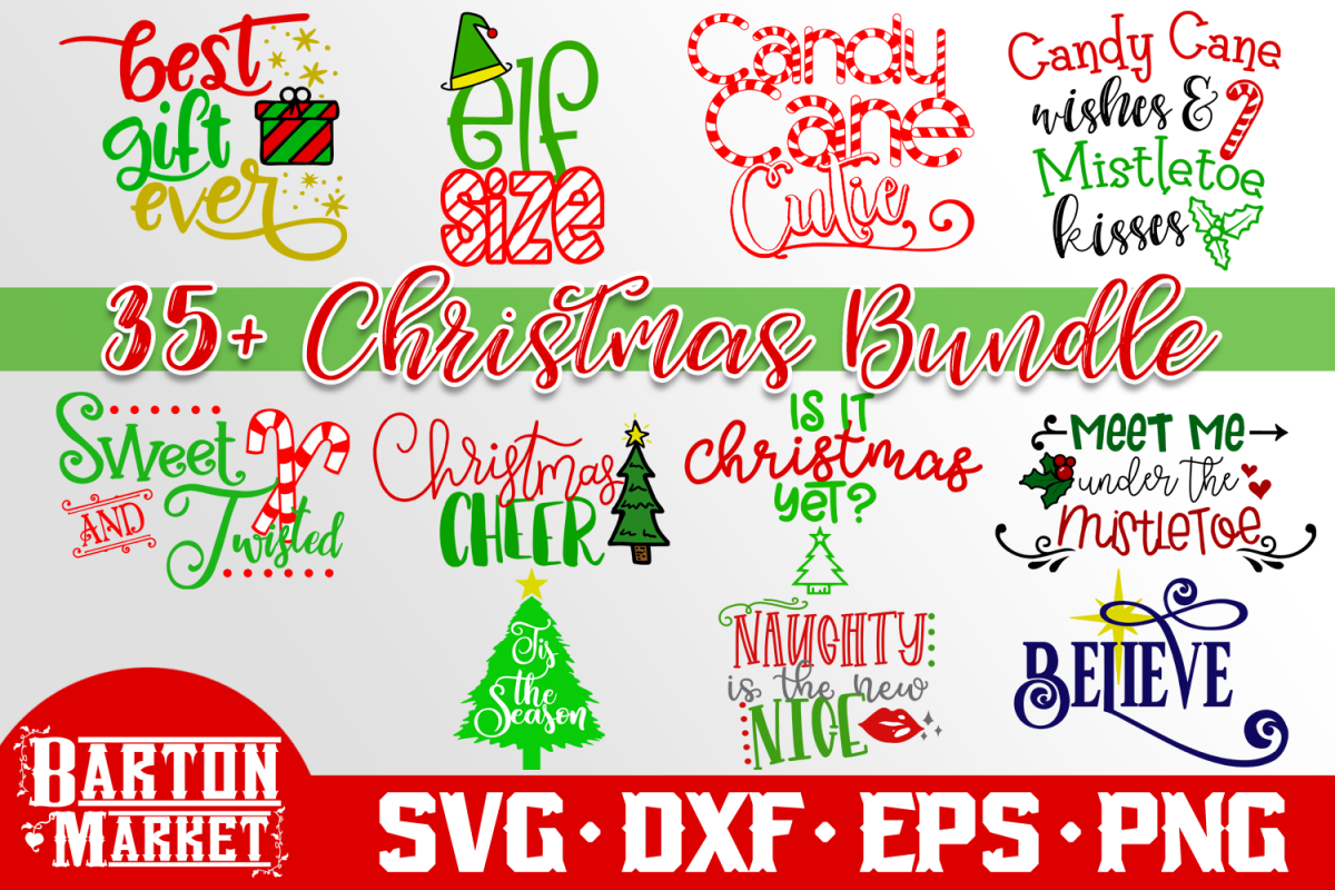 BUNDLE 37 Christmas Craft Designs SVG DXF EPS PNG example image 1
