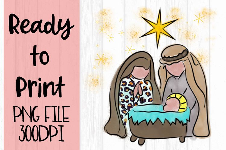 Watercolor Nativity Ready to Print example image 1