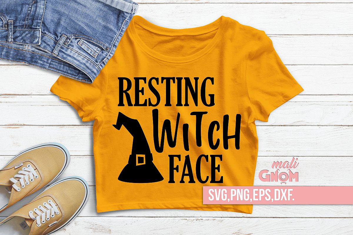 Resting Witch Face SVG, Halloween SVG file, Trick or Treat example image 1