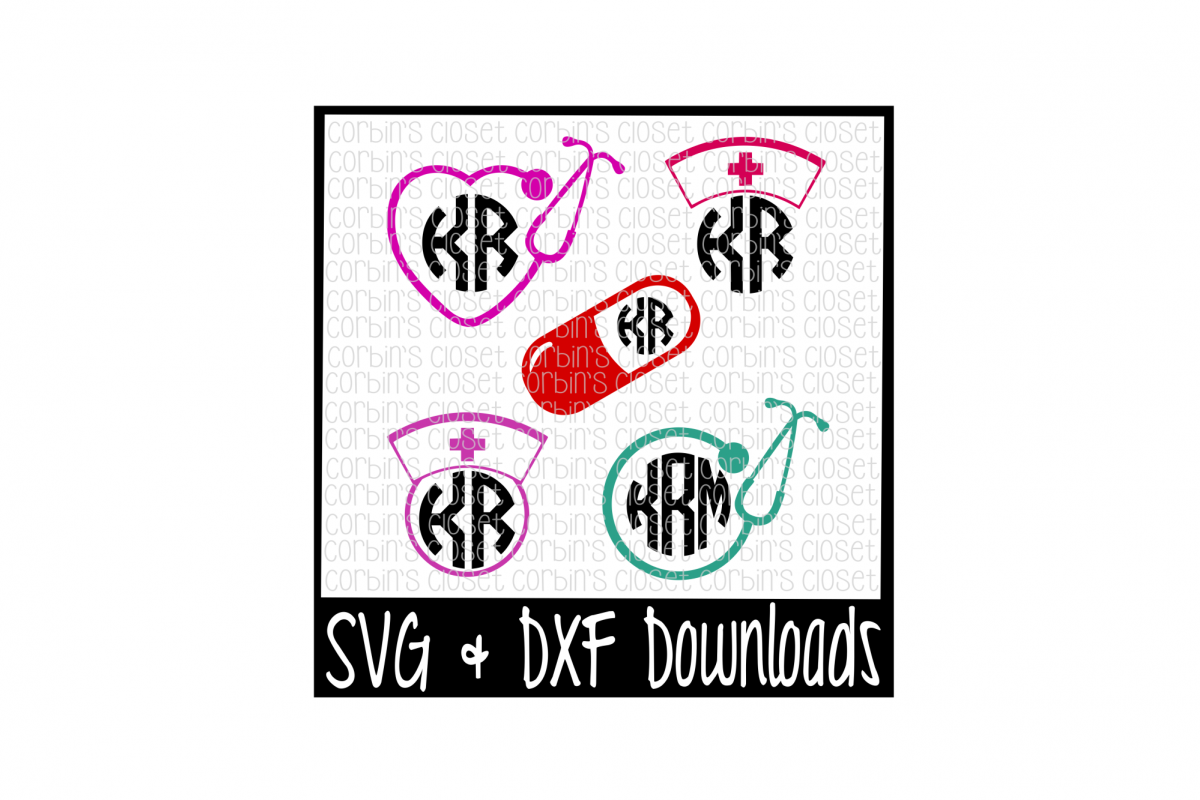 Nurse SVG * Nurse Monogram SVG Cut File example image 1