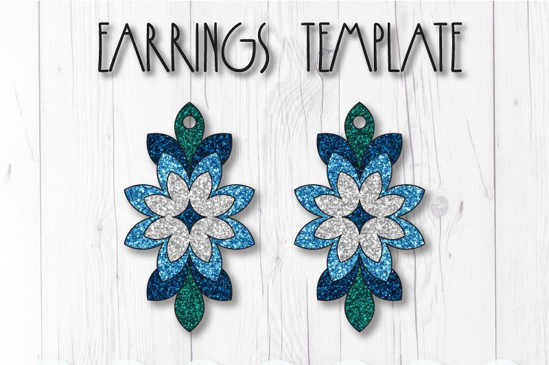 Flower earrings template SVG, DIY earrings template example image 1