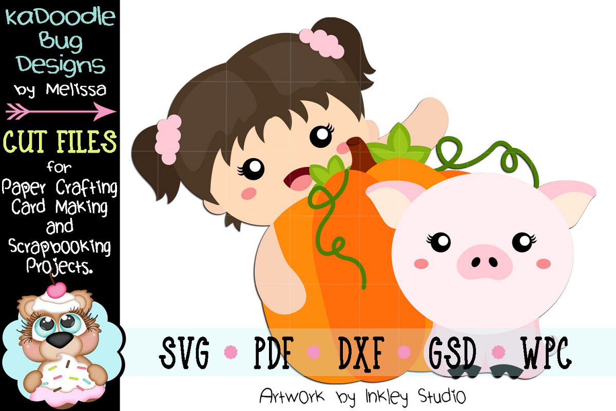 Autumn Girl Piggie Cut File - SVG PDF DXF GSD WPC example image 1