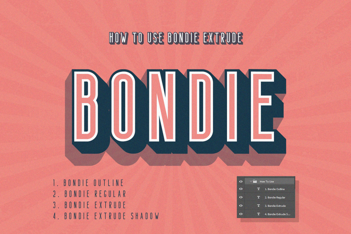 Bondie Extrude Font Family example image 1