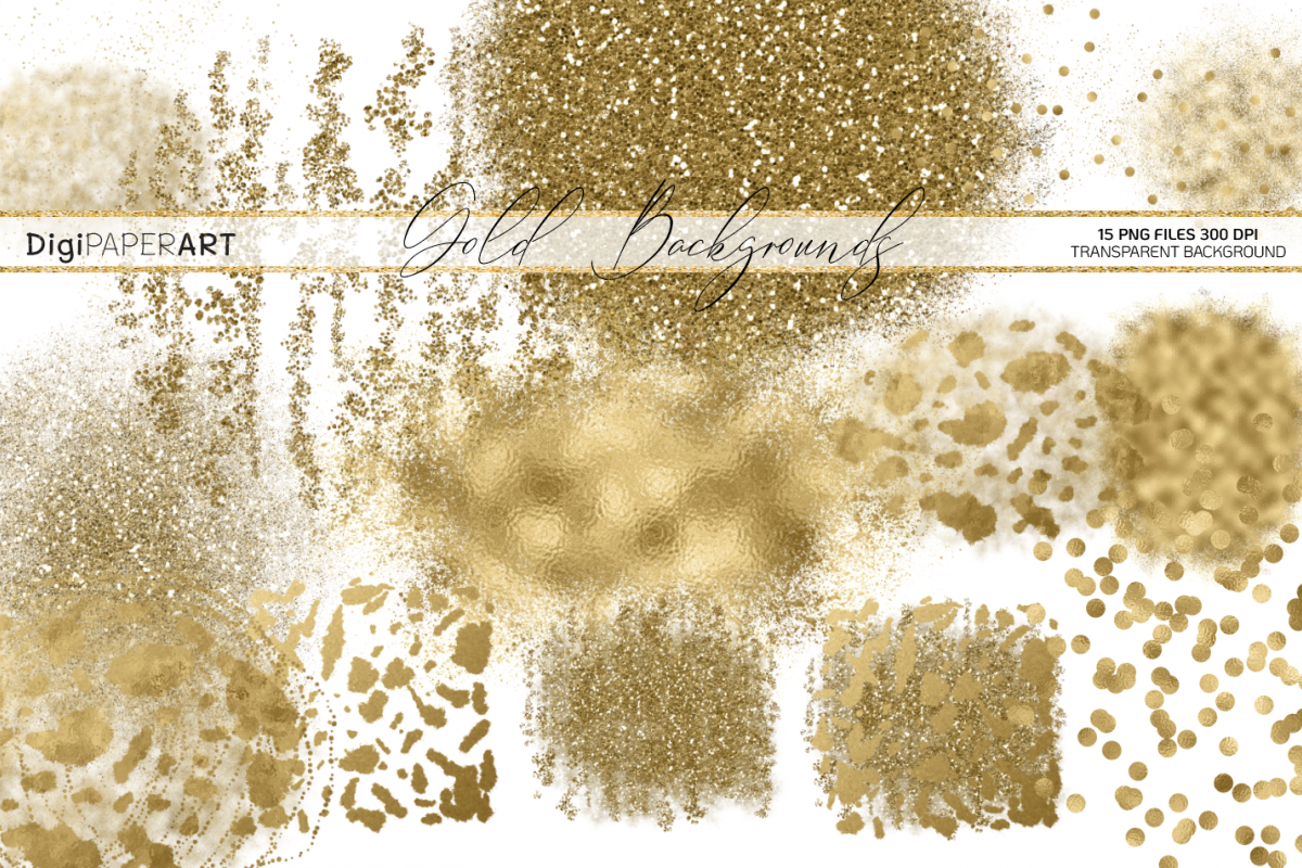 Gold Glitter Backgrounds, Gold Design PNG Elements example image 1