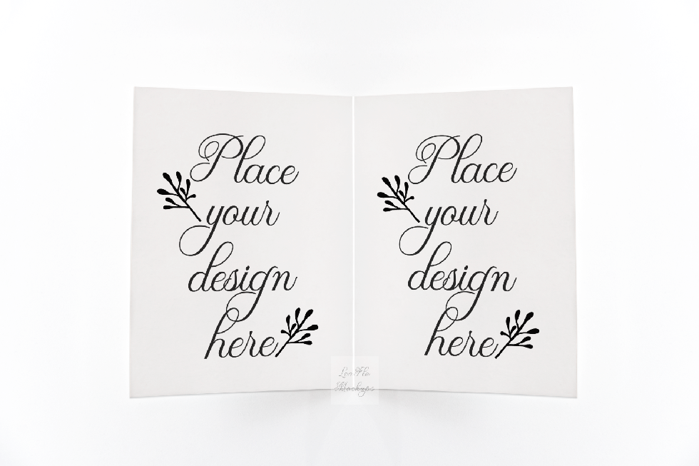 A2 Open Greeting Card Mock up minimal flatlay psd mockup example image 1