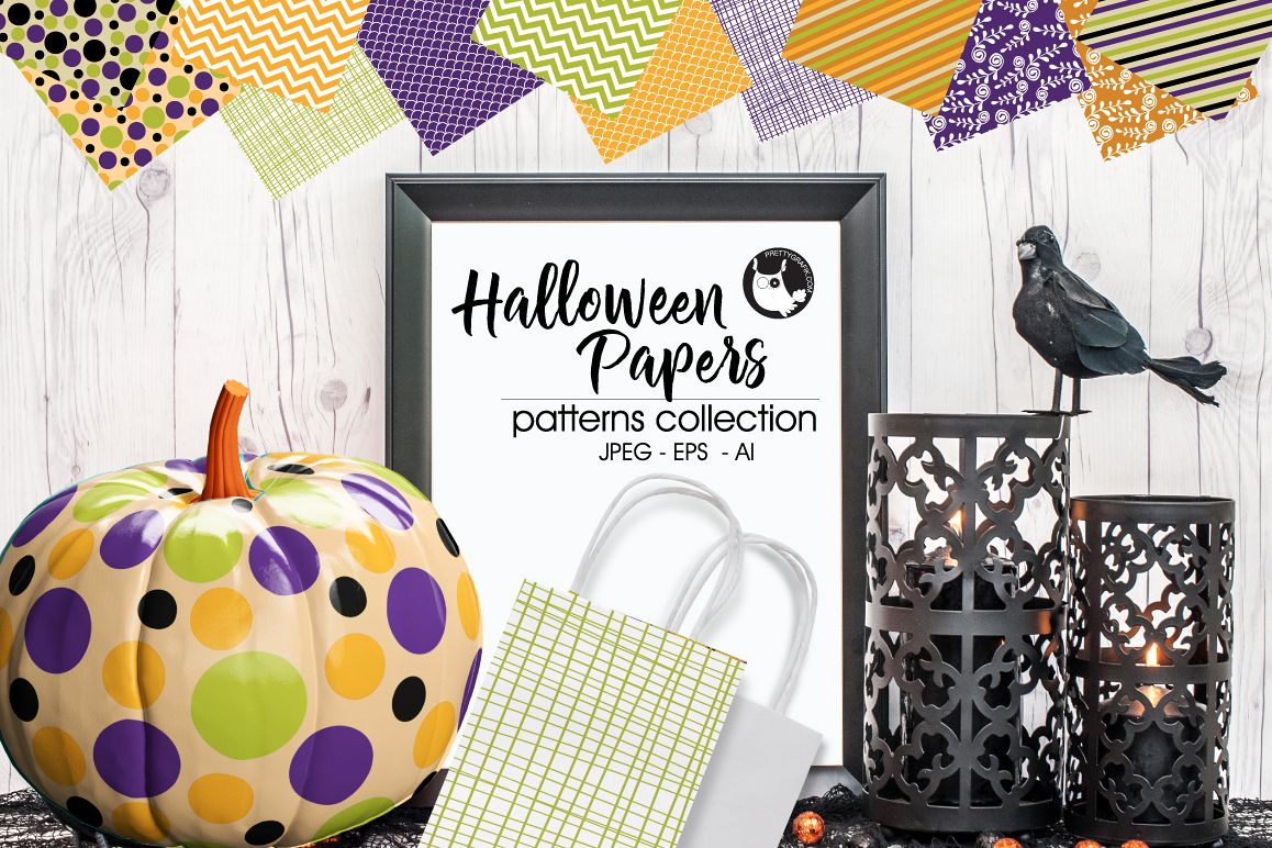 Halloween papers, digital papers example image 1