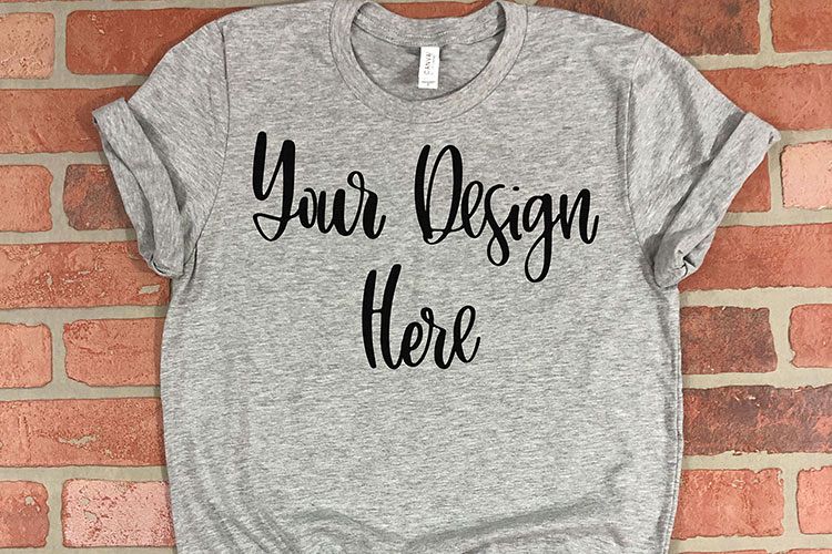 Bella 3001 Athletic Heather Grey Mockup Photo - Flatlay example image 1