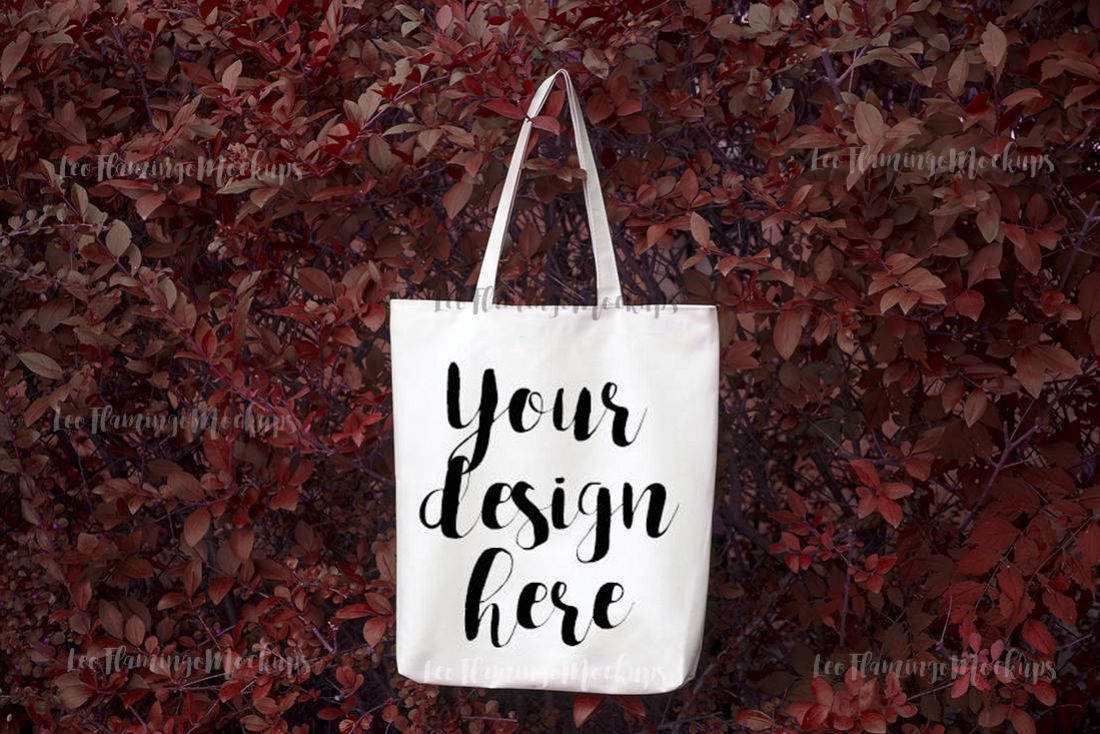 Tote bag mockup natural background winter fall autumn image example image 1