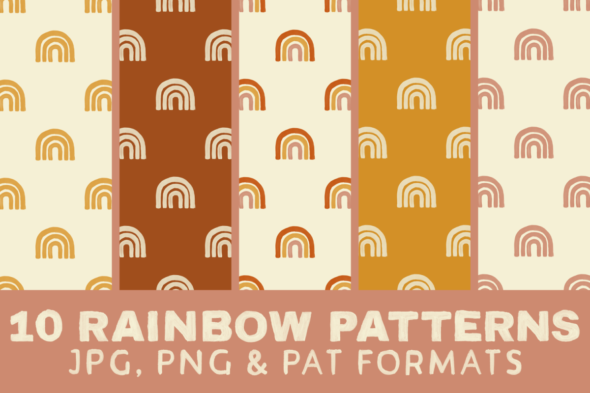 Rainbow Digital Paper Boho - Seamless Pattern Burnt Orange example image 1