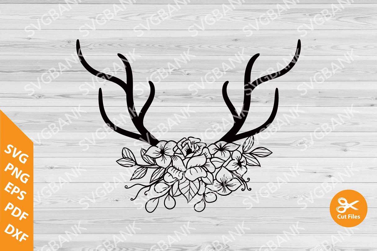 Download Deer Antlers Floral SVG cut file, floral antler clipart