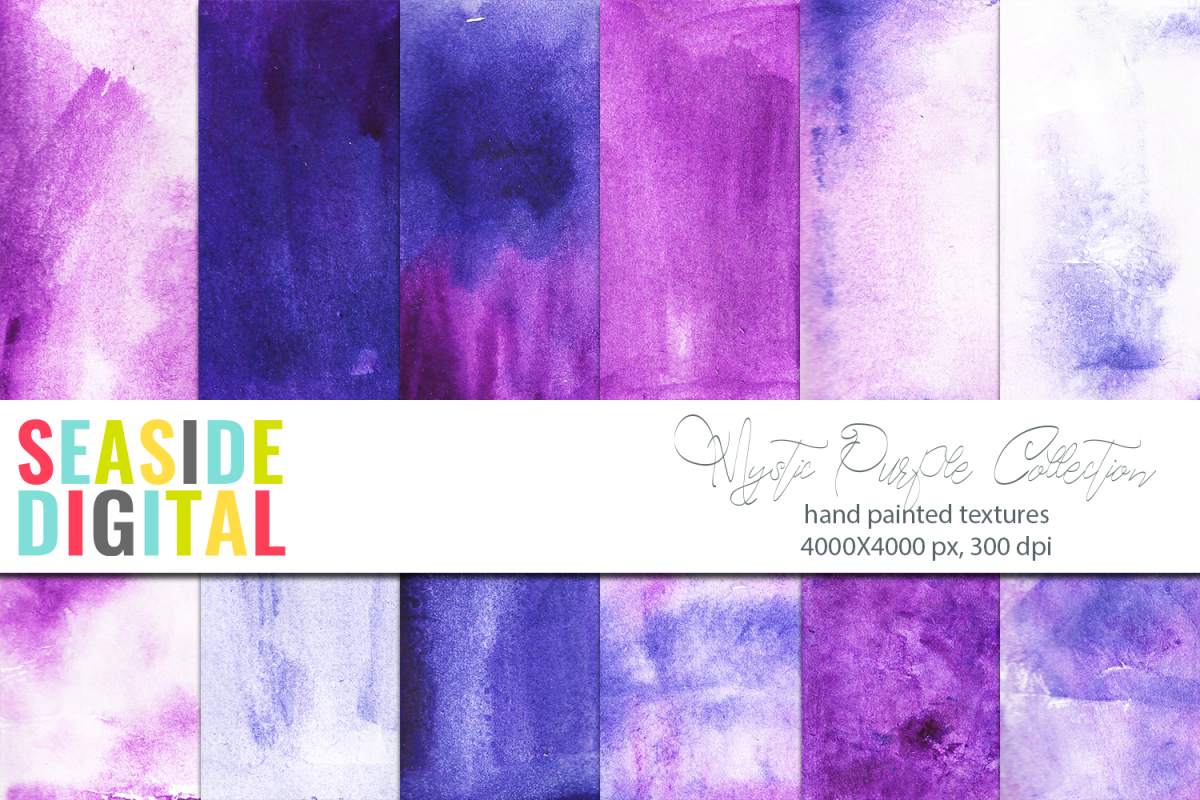 Mystic Purple Watercolor Textures example image 1