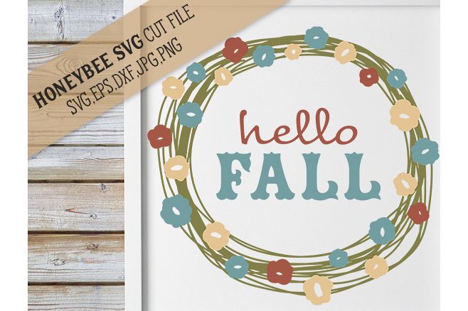 Hello Fall Pretty Wreath svg example image 1