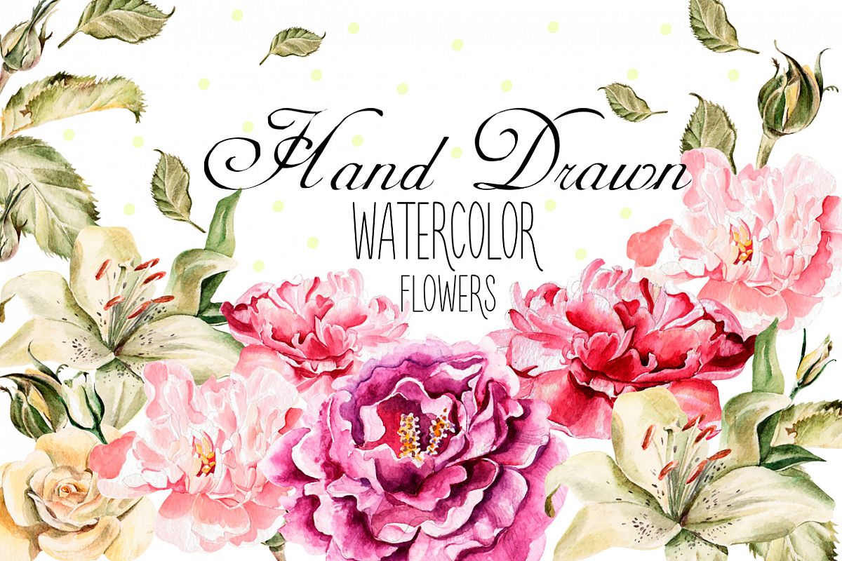 Beautiful watercolor flowers (2076) | Illustrations | Design Bundles