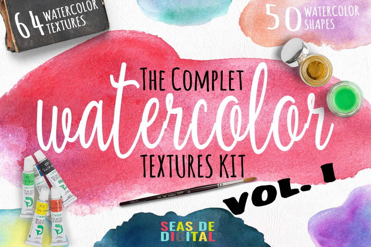 Complet Watercolor Textures Kit example image 1