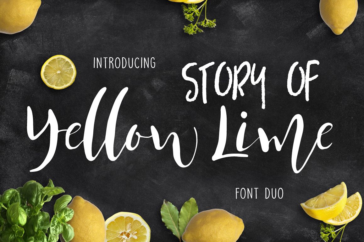 Yellow Lime Font Duo + Vector Doodle example image 1