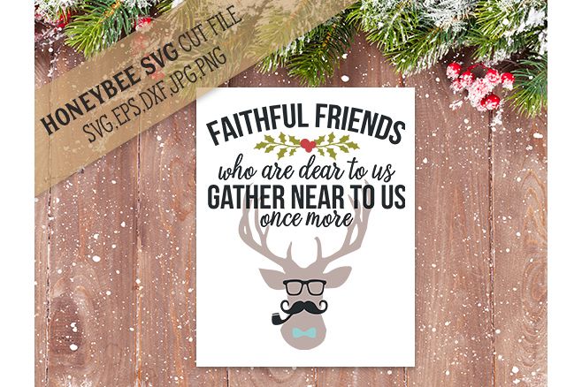 Faithful Friends Hipster Deer svg example image 1