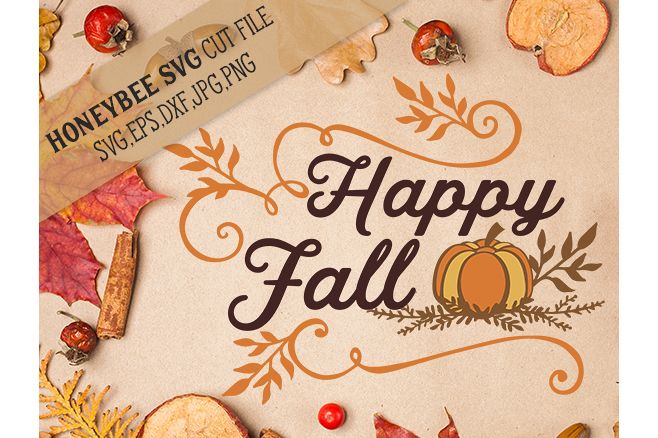 Happy Fall Pumpkin svg example image 1