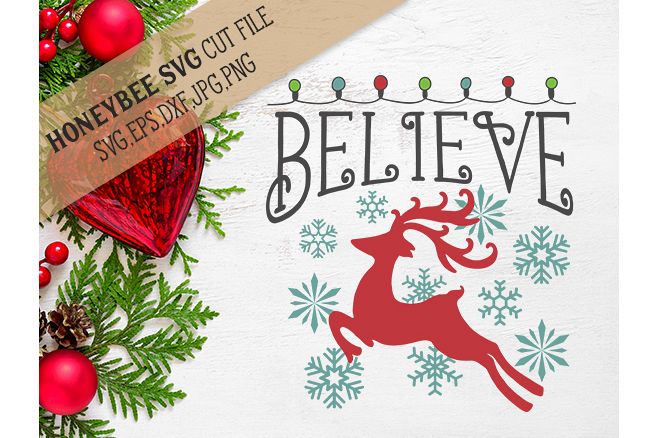 Believe Christmas Lights svg example image 1