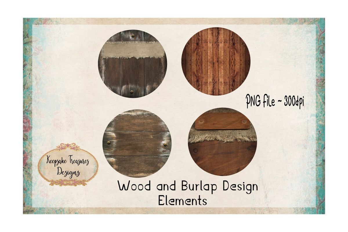 Wood and Burlap Design Element Set example image 1