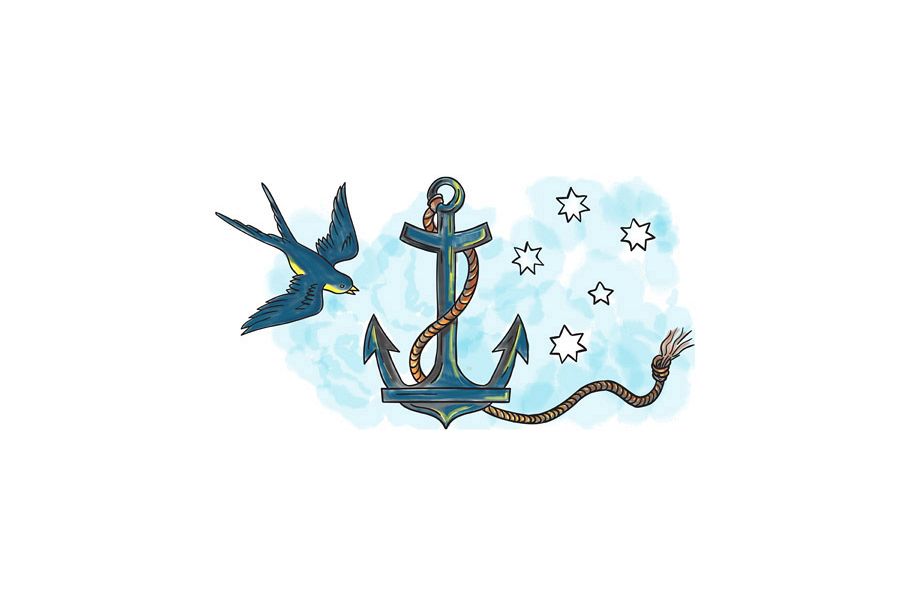 Anchor Swallow Southern Star Tattoo example image 1