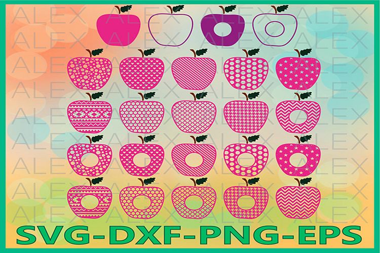 Apple SVG, Monogram Apple SVG Frames, Circle Frames Svg example image 1
