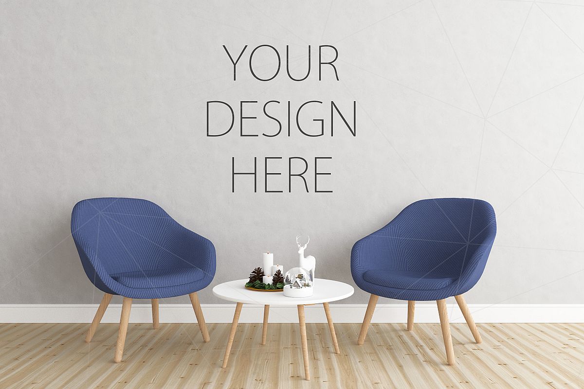 Christmas interior mockup bundle - blank wall mock up example image 1