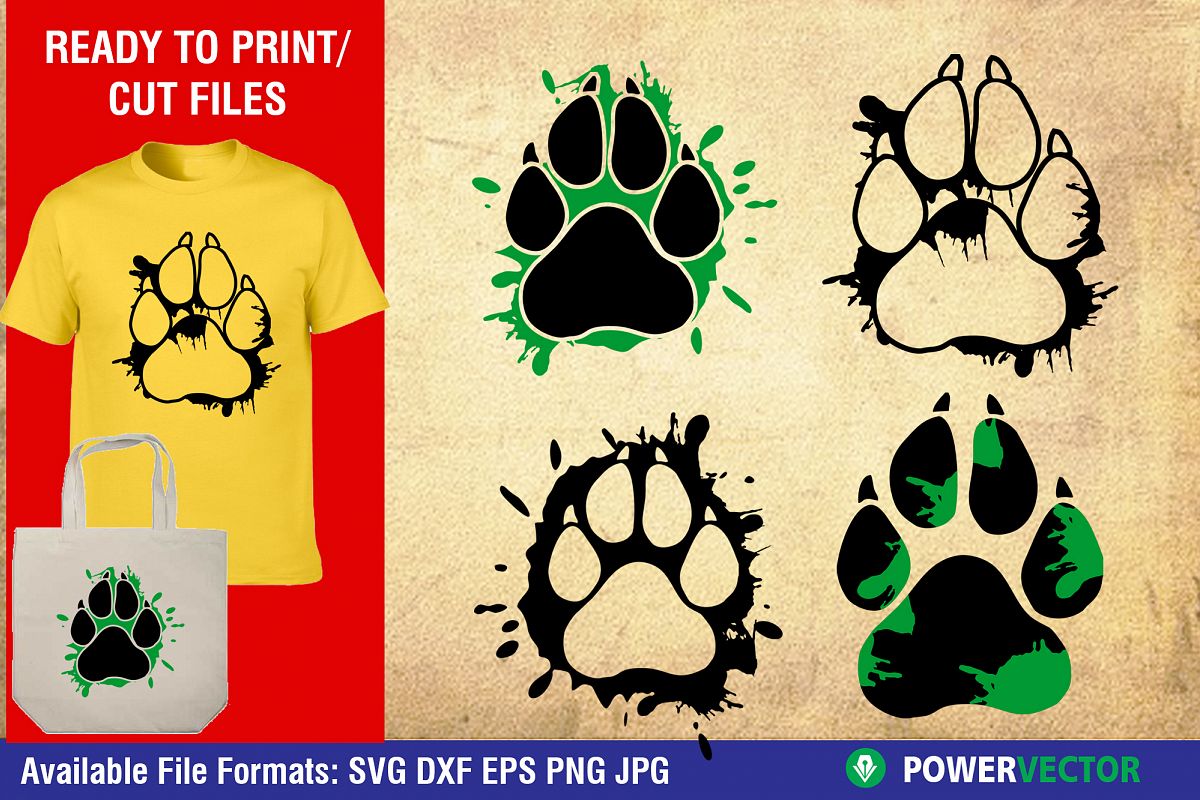 Download Dog Paw Prints With Splatter Svg Dxf Cut Files For Crafters 452227 Svgs Design Bundles