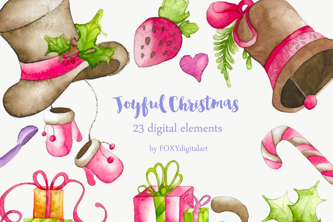 watercolor christmas clipart holiday example image 1