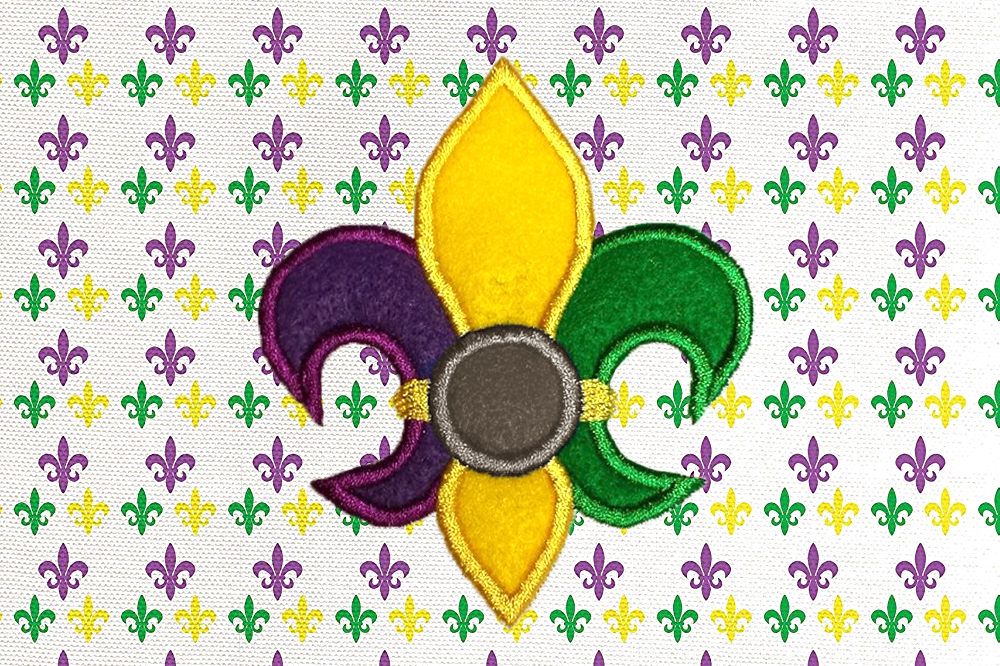 Fleur De Lis With Monogram Circle Applique Embroidery Design