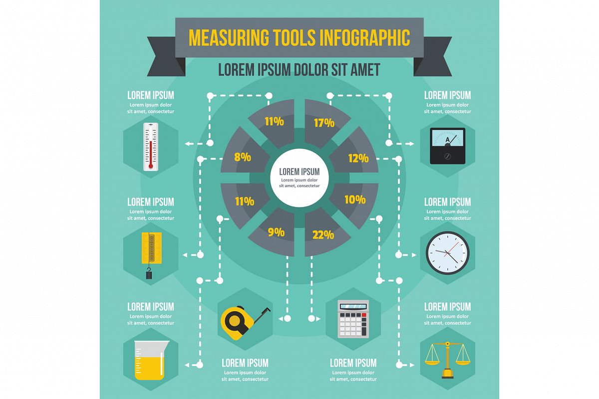 Measuring tools infographic concept, flat style example image 1