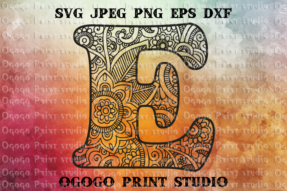 Alphabet Letter SVG, Initial svg, Zentangle SVG, Mandala svg example image 1