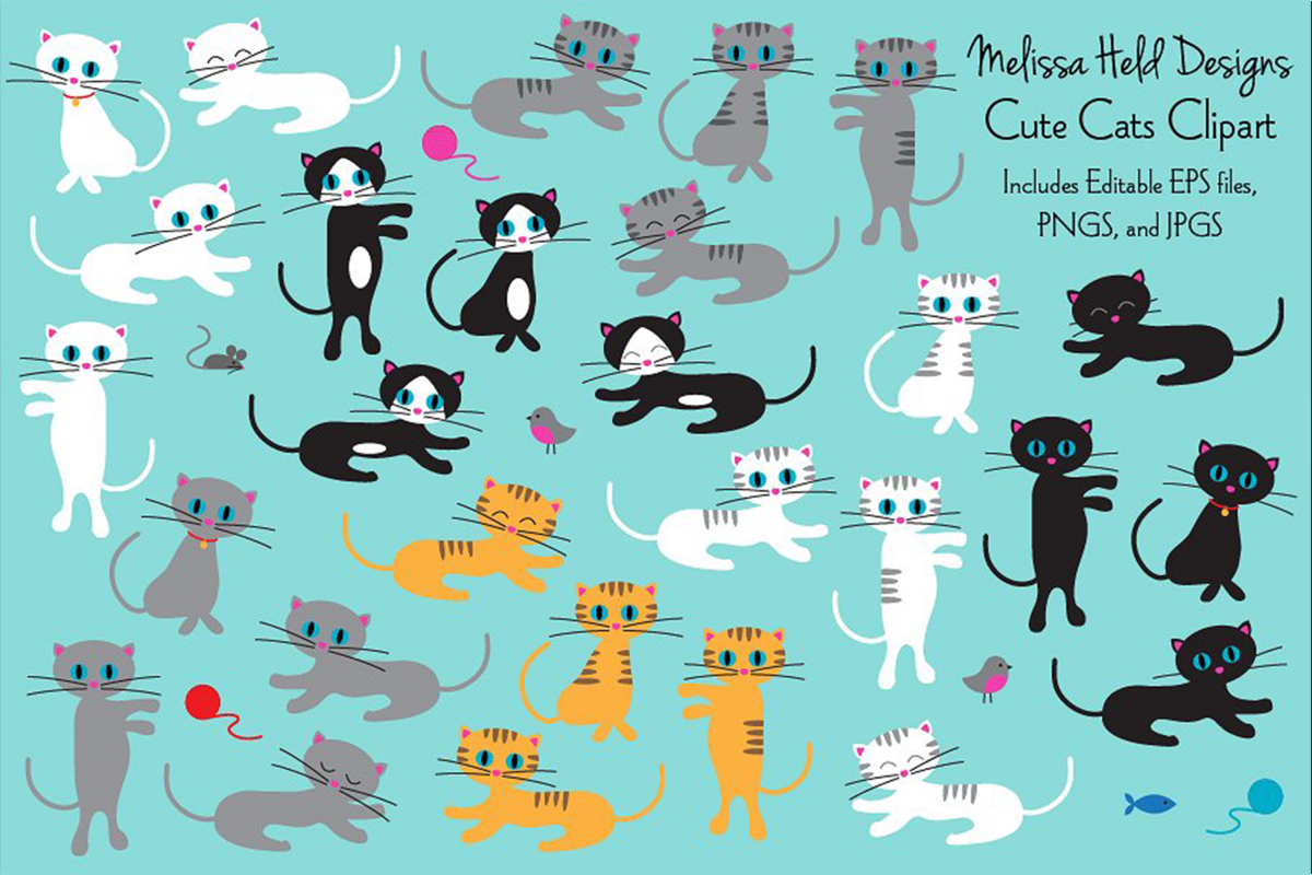 Cute Cats Clipart example image 1