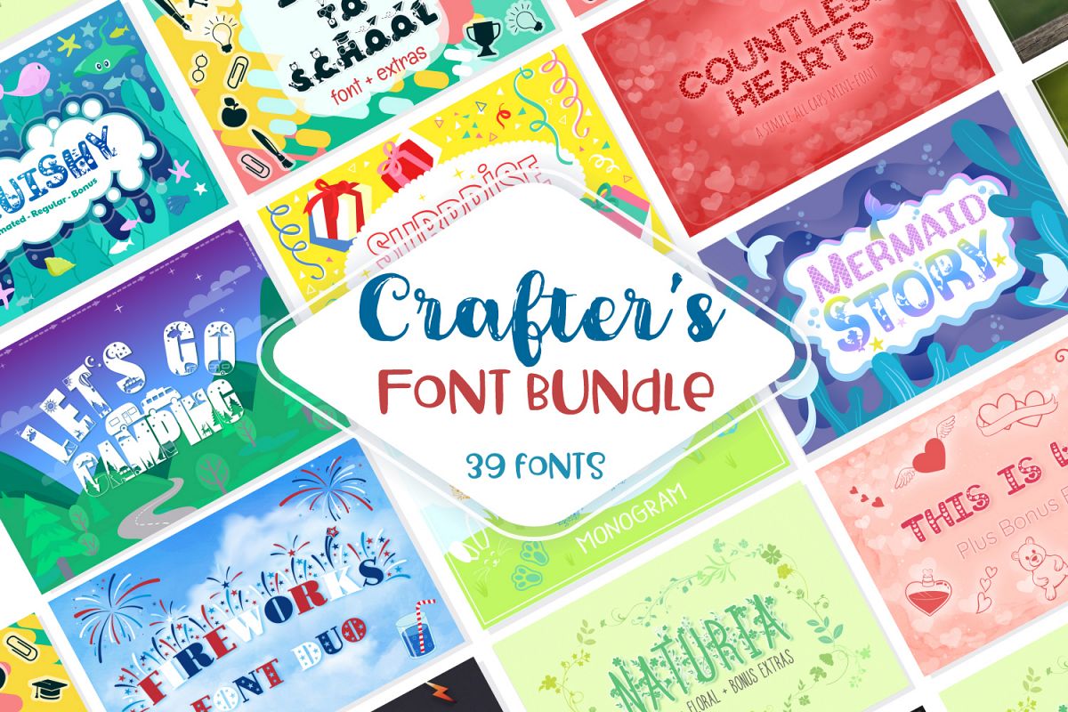 Sale! Crafter's Huge Font Bundle | 39 Fonts in 26 Families example image 1